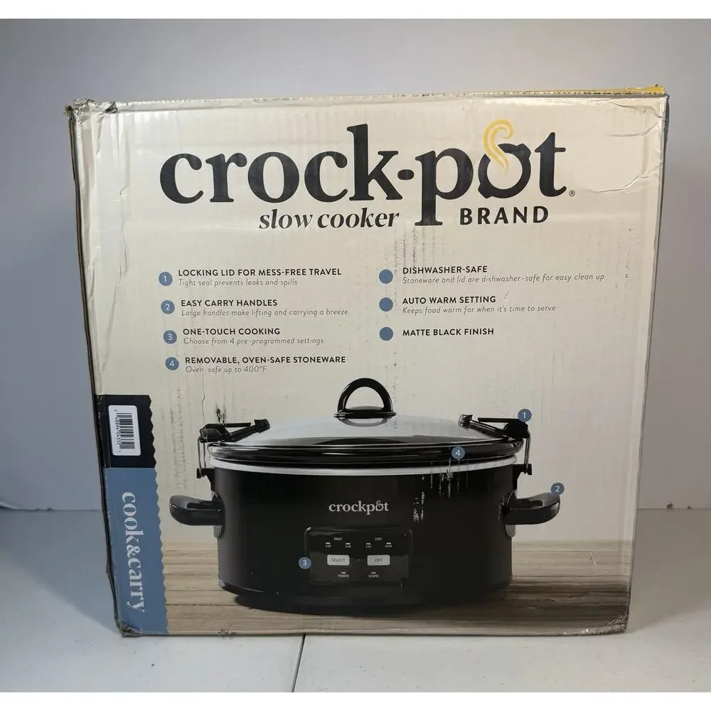 Crock-Pot Programmable 6 Quart Slow Cooker - Black -New In Box -Sealed